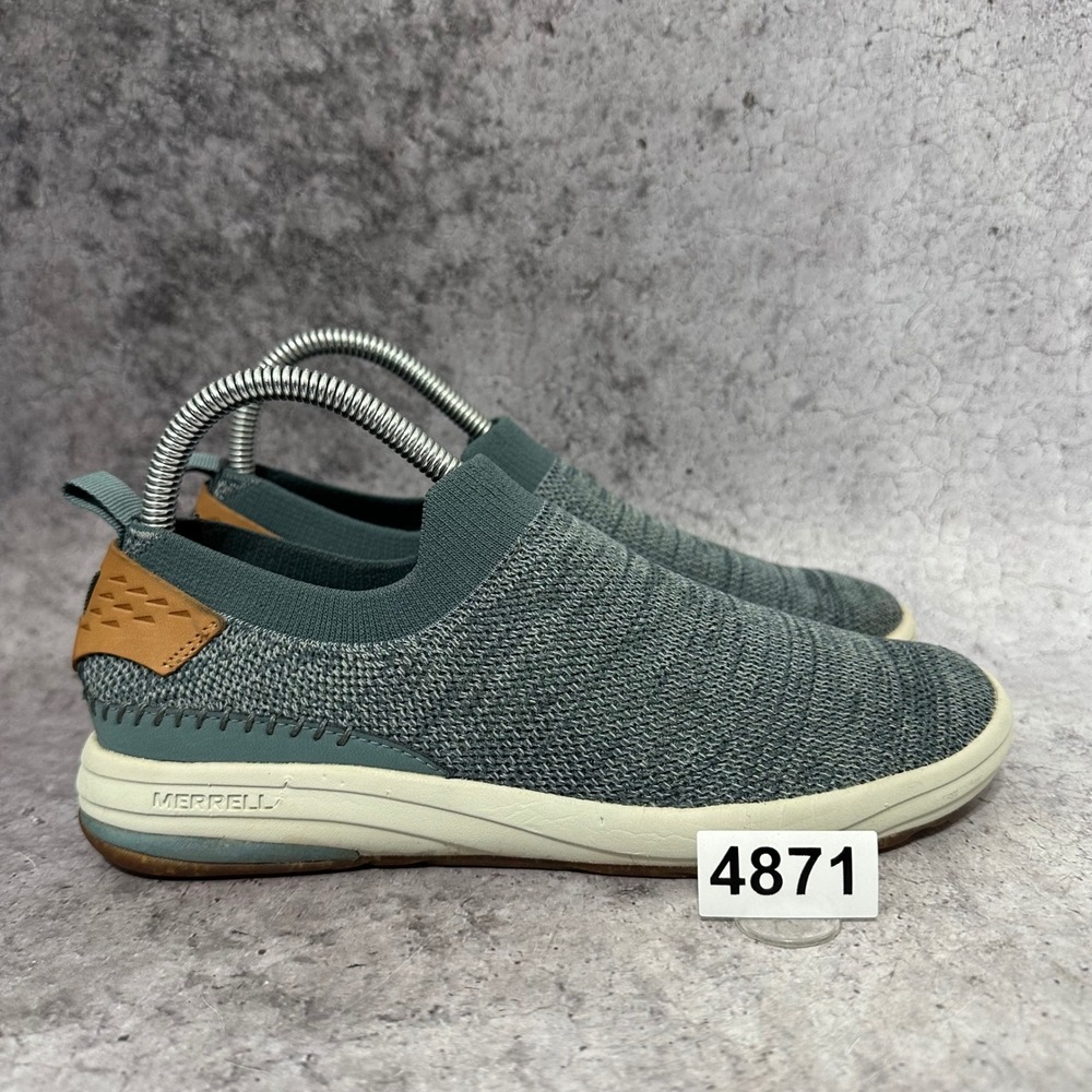 Merrell Gridway Moc Womens Sz 7 Trooper Blue Green Knit Slip On Sneaker J001012
